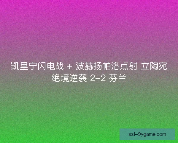 凯里宁闪电战 + 波赫扬帕洛点射 立陶宛绝境逆袭 2-2 芬兰
