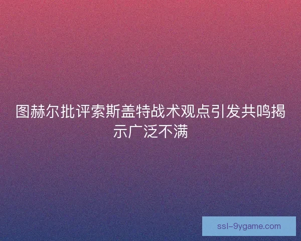 图赫尔批评索斯盖特战术观点引发共鸣揭示广泛不满